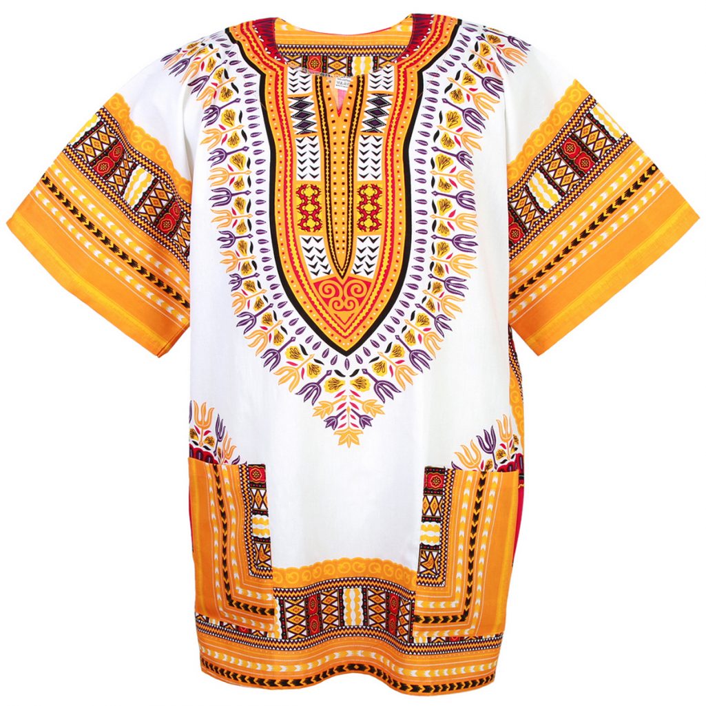 White and Yellow Colorful African Dashiki Shirt - Dashiki Shirt African