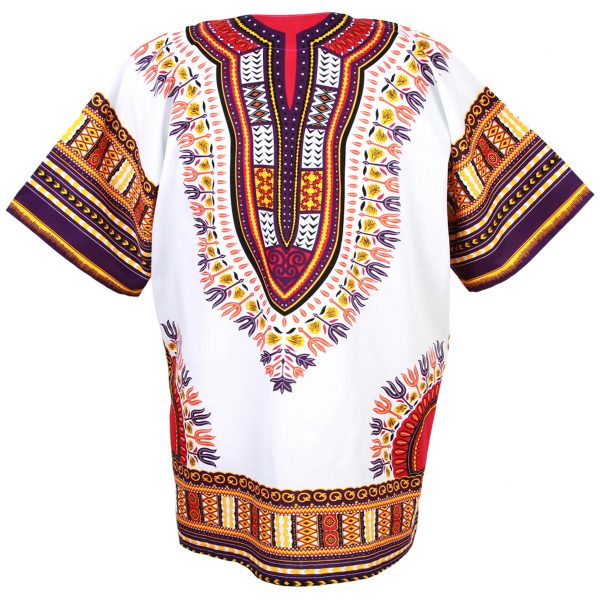 White and Purple Colorful African Dashiki Shirt - Dashiki Shirt African