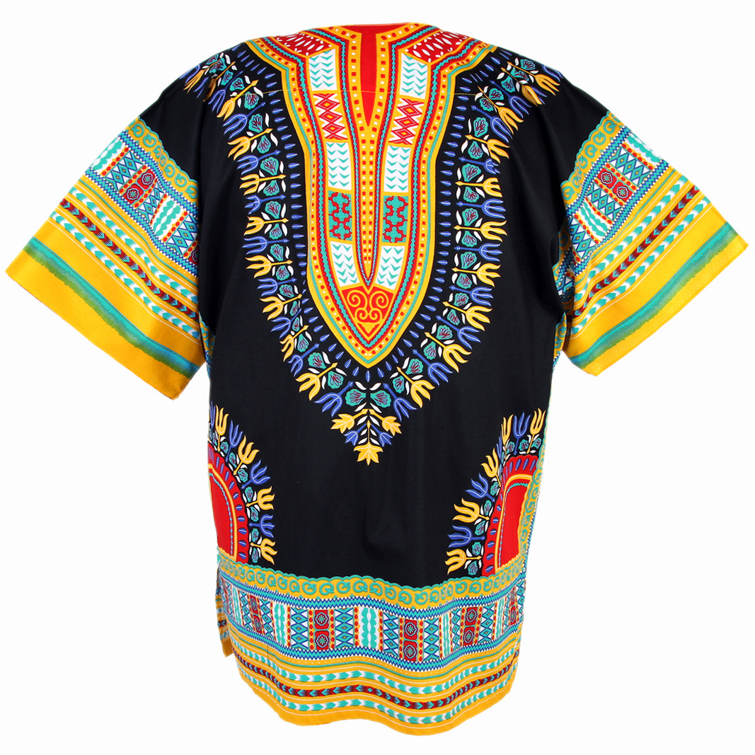 Black and Yellow Colorful African Dashiki Shirt for Unisex – Dashiki ...