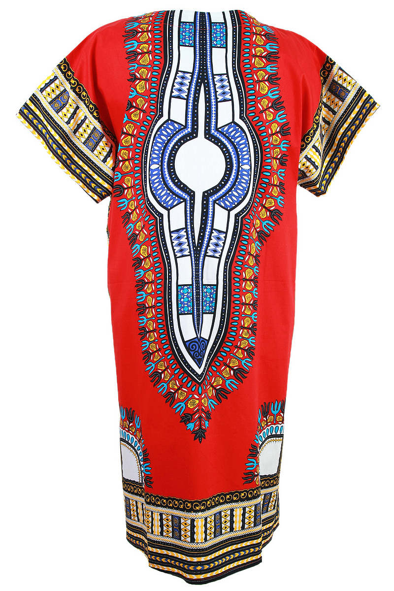 Red African Dress Designs Long Dashiki Dress - Dashiki Shirt African