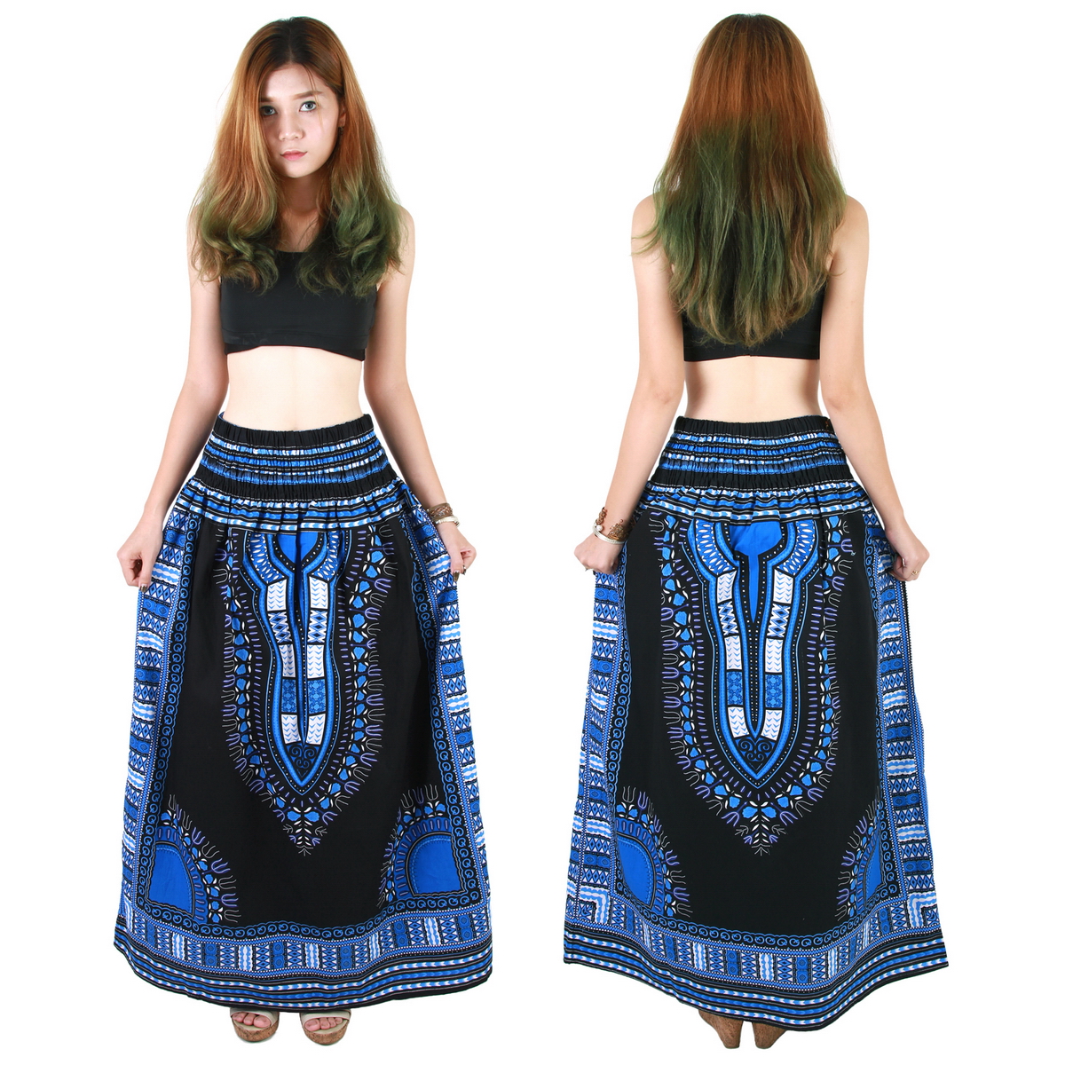 Black and Blue African Women Dashiki Skirt Tribal Boho – Dashiki Shirt ...