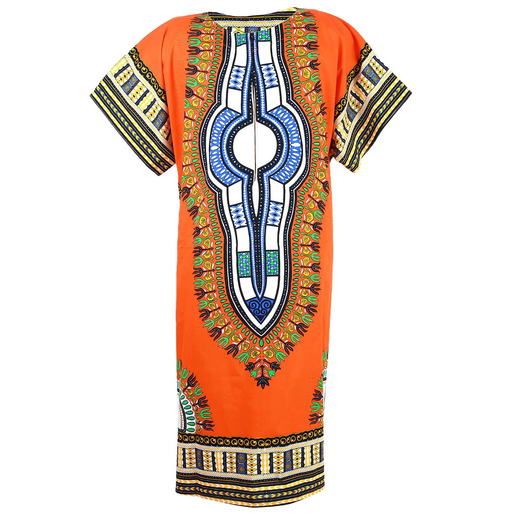 African Men Women Orange Dashiki Shirt Top Blouse Hippie Tribal Caftan USA Selle 