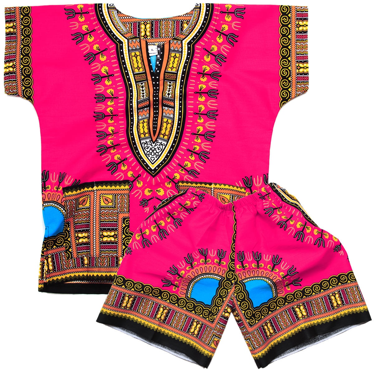 Pink Toddler Kids African Dashiki Shirt Short Set 1 for girl Dashiki Shirt African